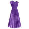 thumbnail image 2 of IBTOM CASTLE Women Lyrical Dance Dress Adult Modern Contemporary Dancewear Cap Sleeve Flowy Mesh Split Maxi Long Dress S Purple, 2 of 8