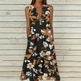 thumbnail image 2 of VBVC Women's Floral V-Neck Maxi Dress,Sleeveless Button Detail Flowy Dress For Women,Ladies Summer A-Line Beach Boho Sundress with Pockets,Black,S-5XL, 2 of 6