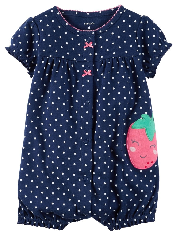 navy romper baby girl