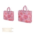 thumbnail image 3 of Corduroy Composite Fabric Tote Bag Magnetic Snap Large Capacity Crossbody Bag Beige Shoulder Strap Pale Pink Roses Pattern, 3 of 8