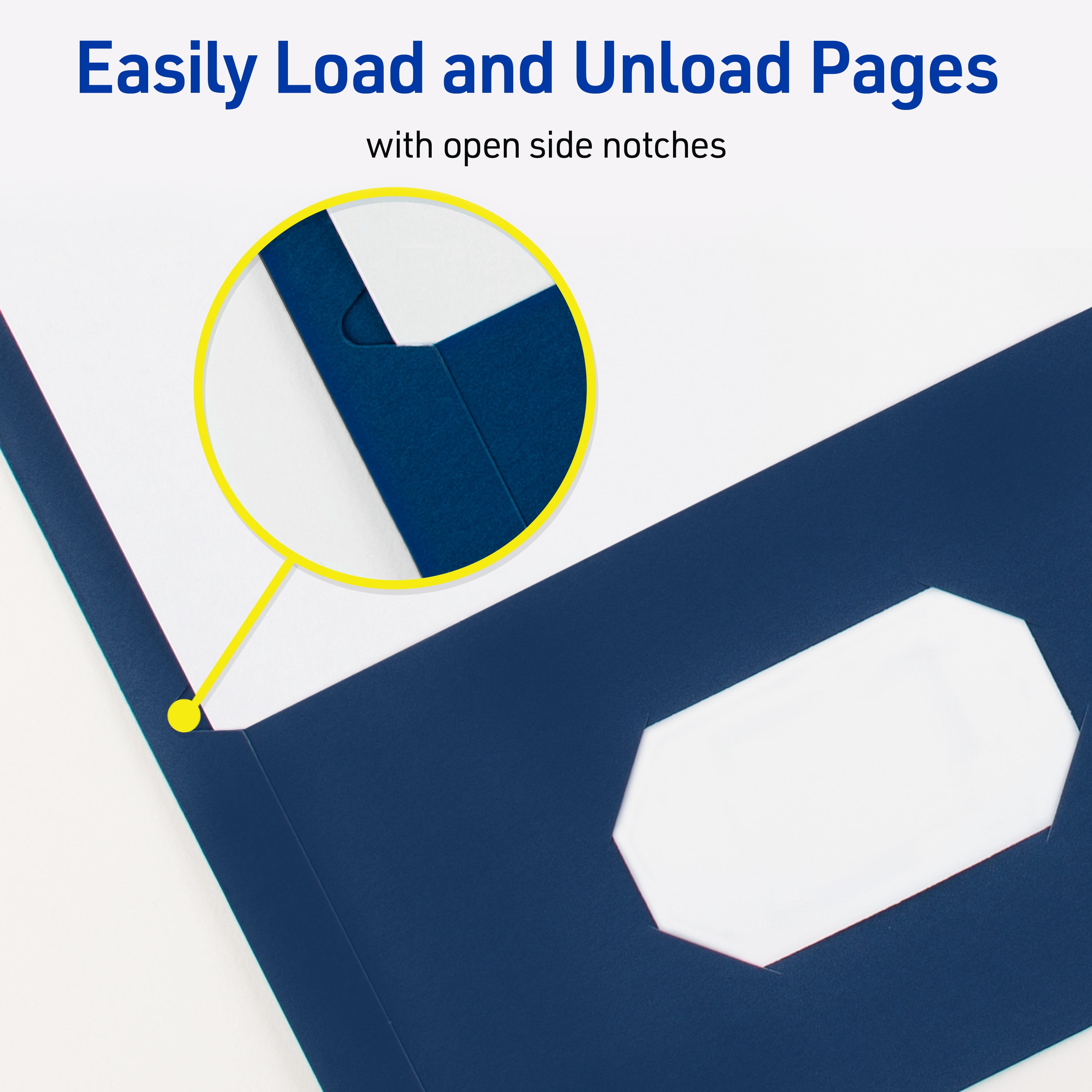 Two Pocket Folders with 3 Prong Fasteners, 25 Blue Folders (47975)