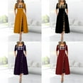 thumbnail image 1 of Robe Femme à Manches Mi-Longues, Imprimé à Carreaux, Détail Boutons, Robe Maxi, Taille Haute, Col Élégant, Robe à Grande Ampleur, 1 of 3