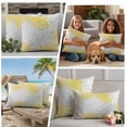 thumbnail image 5 of Yellow White Outdoor Waterproof Pillow Covers, Abstract Grey Chrysanthemum Flower Floral Decorative Square Throw Pillowcase Sofa Cushion Sham for Patio/Couch/Chair, 16"x16" 2 Pack, 5 of 8