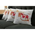 thumbnail image 2 of Ambesonne Cartoon Throw Pillow Cover 4 Pack, Bunny, 20", Yellow White Red, 2 of 6