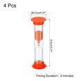 thumbnail image 2 of Uxcell 2 Minute Sand Timer, 4pack Small Sandy Clock, Count Down Sand Glass Orange, 2 of 5