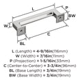 thumbnail image 6 of Amerock Lintel 3-3/4 inch (96mm) Center-to-Center Polished Chrome Cabinet Pull, 6 of 7