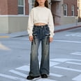 thumbnail image 5 of LRen Girls Bell Bottom Jeans Size 10-12,Girls Fashion Flared Denim Pants Embroidered Design Versatile Stretch Jeans Big Kids Tweens Casual School Outdoor Wear, 5 of 7