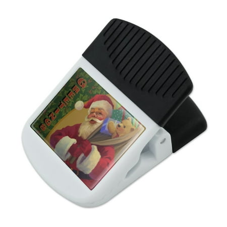 

Christmas Holiday Greetings Santa Claus Holly Refrigerator Fridge Magnet Magnetic Hanging Hook Note Snack Clip
