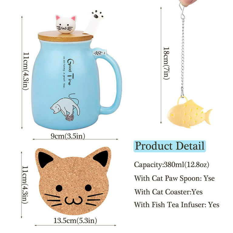 Lucky Cat Travel Tea Mug with Infuser and Lid 13.5 OZ Customized
