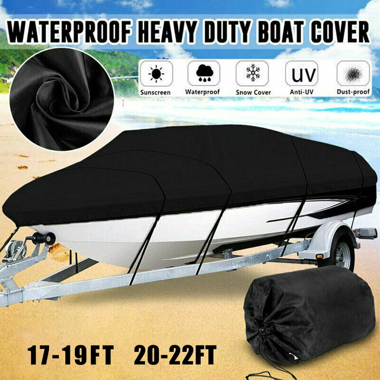 Trailerable Boat Cover, Waterproof Bass Boat Cover with Storage
