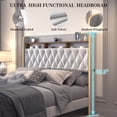 thumbnail image 4 of SIBEDS LED Bed Frame with 2 Storage Drawers and Galaxy Star Projector Velvet Upholstered Gray Tufted Wingback Headboard, King, 4 of 9