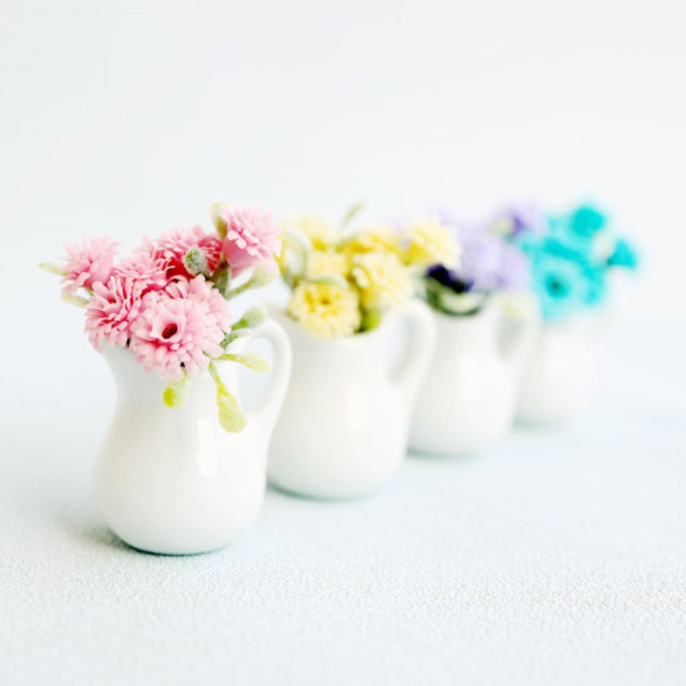 5 Mix Colorful Vase Dollhouse Miniatures Ceramic Supply Flower Deco 