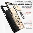 thumbnail image 2 of Heavy Duty Armor Case for Samsung Galaxy Z Flip 4, Rugged PC Soft TPU Military Grade Shockproof Metal Magnetic Car Mount Shockproof Cover with Camera Lens Sliding Ring Holder Bracket Case,Gold, 2 of 9