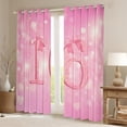 thumbnail image 2 of Homewish Ribbon Bow Tie Blackout Curtains Set of 2 (52x84 Each),Pink Number 16 Window Curtains,Cartoon Heart Print Curtains and Drapes For Girls,Breathable Home Decor, 2 of 6