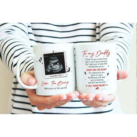 

Familyloveshop LLC Personalized Valentine Mug Valentine Pregnancy Announcement Mug Gift for Dad Gift for Husband Baby Scan Mug Custom