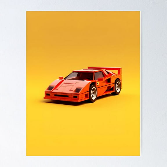 Iconic Sports Car In Lego Style Poster Wall Art, Modern Wall Decor For Living Room Bedroom, 8x12 UNFRAMED