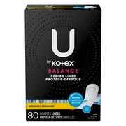 U by Kotex Balance Wrapped Panty Liners, Regular Length, 80 Count