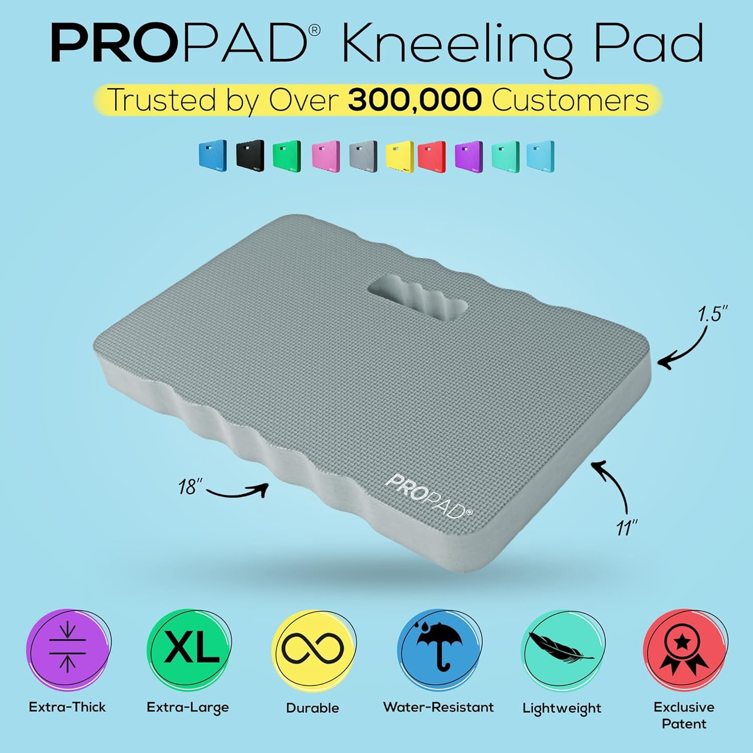 Thick Kneeling Pads, Garden Kneeler for Gardening, Bath Kneeler for Baby Bath, Kneeling Mat for Yoga, Knee Pad for Work, Floor Foam Pad, Extra Large (XL) 18 x 11 x 1.5 Inches, Gray (Pack of 2)