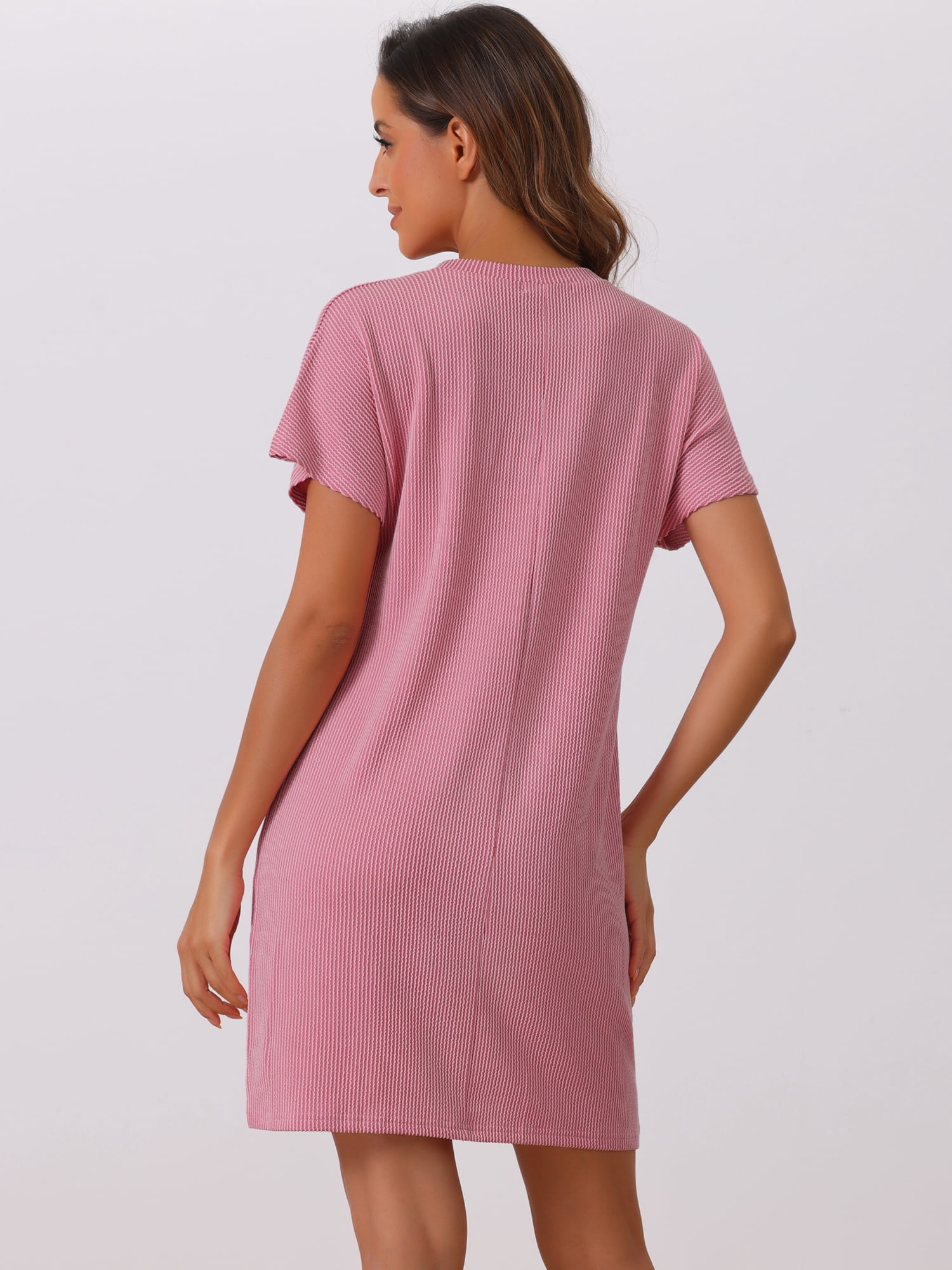 DARING DIVA Women's Short Sleeve Nightgown Lounge Nightshirt M Pink