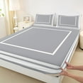 thumbnail image 3 of jejeloiu Abstract Geometric Stripes Queen Sheet Sets,Minimalism Square Pattern Flat Sheet,Light Gray White Queen Fitted Sheet For Kids,Ultra Soft Home Decor,4pcs, 3 of 7