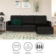 Novogratz Chapman Reversible Sectional Sofa with Chrome Legs, Black