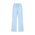 thumbnail image 4 of Women Comfortable High Waisted Wide Leg Pants Drawstring Elastic Trousers Comfy Straight Leg Long Pants With Pockets, 4 of 5