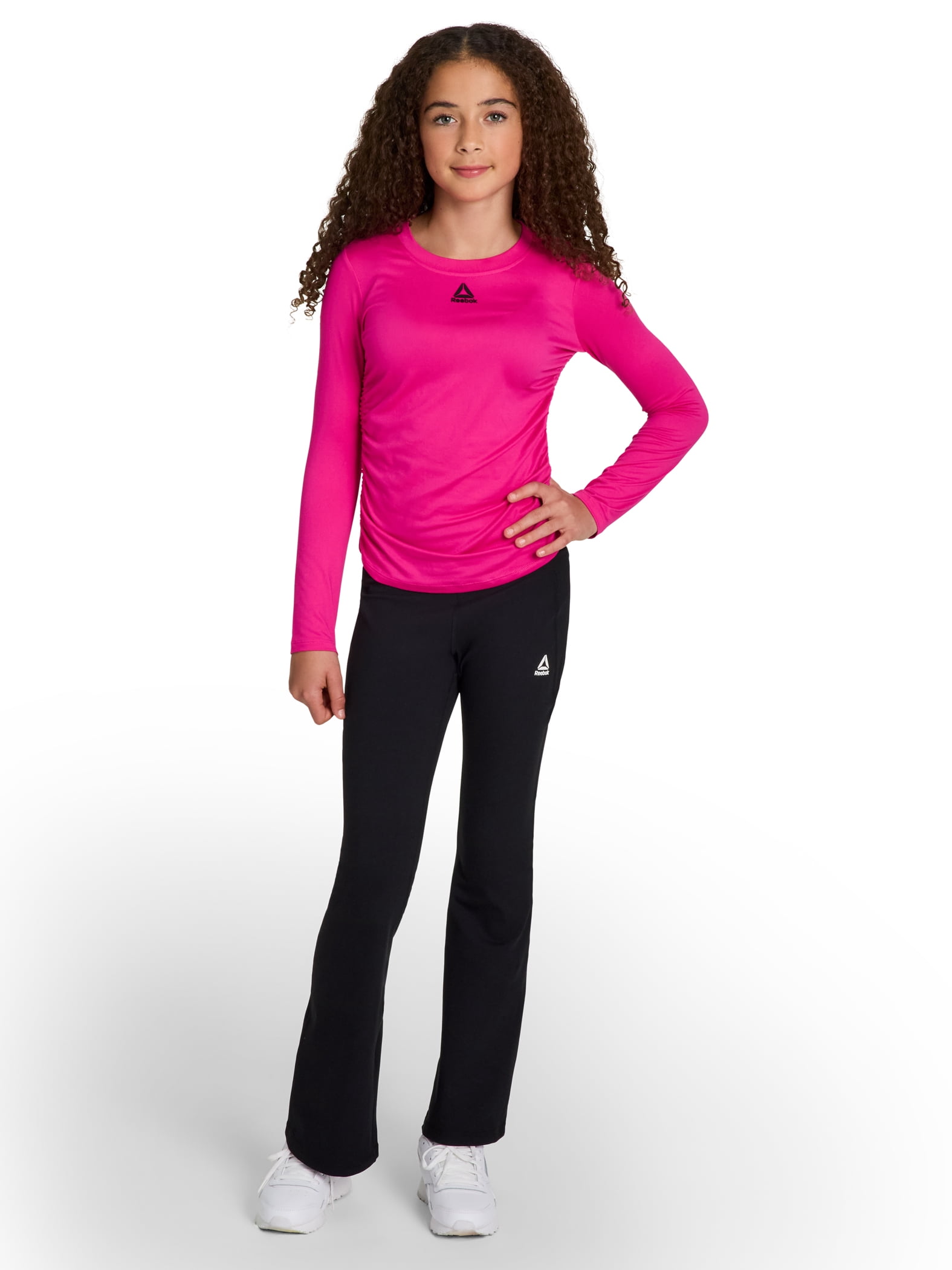 Reebok Girl's Legacy Performance Long Sleeve Side Ruched Top, Sizes 4-18