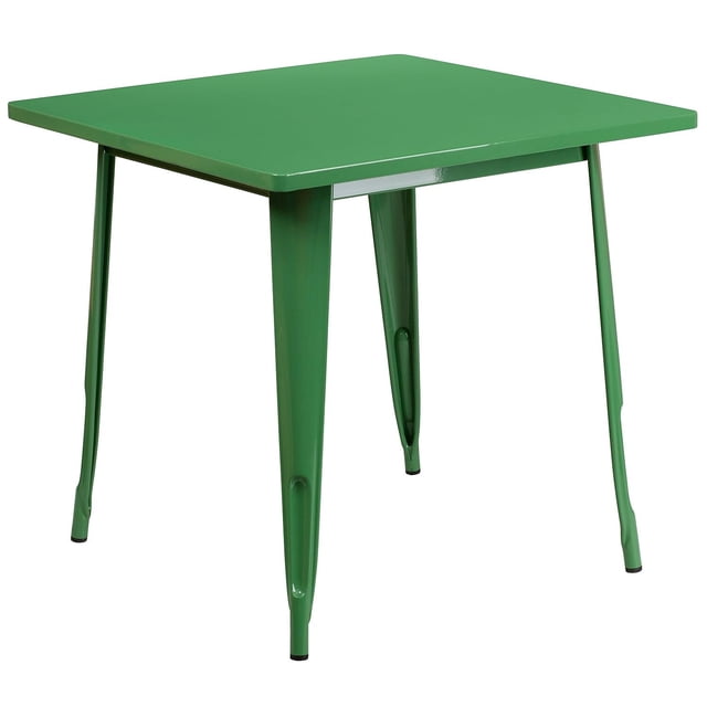 Bowery Hill Contemporary 31.5" Square Metal Dining Table in Green