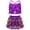 Purple, variant on Girls Shiny Sequins Halter Tassel Crop Top with Mini Skirt Set Latin Jazz Salsa Samba Rumba Dancewear Silver 6