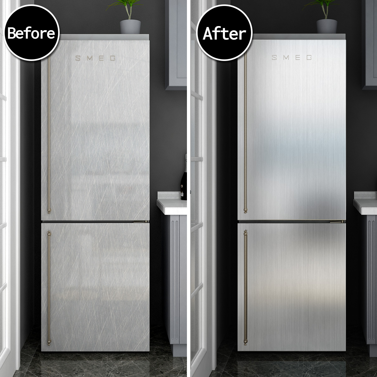 Yenhome Silver Wallpaper 24" x 120" Stainless Steel Wallpaper Waterproof Appliance Wrap for Refrigerator Dishwasher Shelf Liner Adhesive Decorative Brushed Nickel Contact Paper Kitchen Cabinet Cover