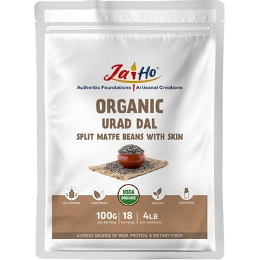 Jai Ho Organic Urad Dal (Split Matpe Beans) 4 Lb - USDA Organic | Non-GMO | Chemical-Free | Kosher | (Urad Mogar Dal (W/O Skin))