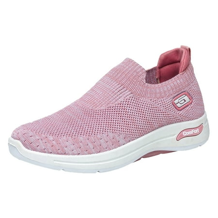 

dmqupv Sneaker Heels for Women Women Sports Shoes Flat Bottom and Soft Bottom Fly Woven Mesh Comfortable Womens Club C Sneaker Technicalsportshoe Pink 7.5