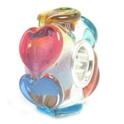 Queenberry Infinity Love Goes Round Rainbow Life Heart Glass Bead Sterling Silver Core For European Charm Bracelets