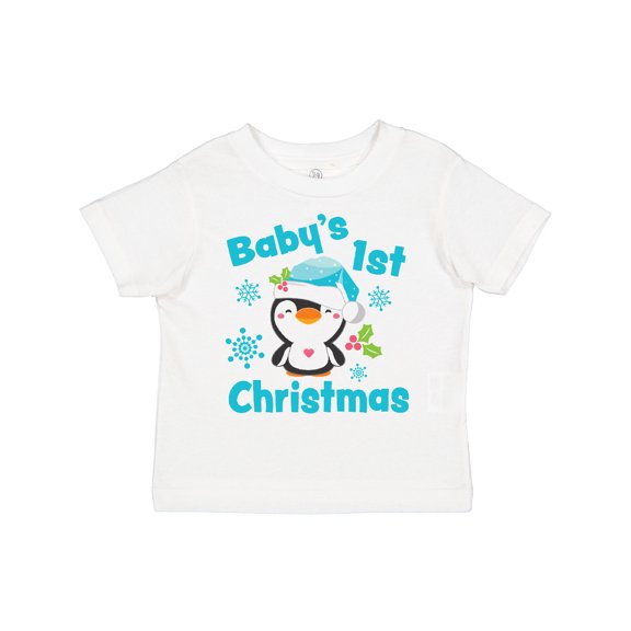 Inktastic Baby's 1st Christmas with Cute Penguin and Snowflakes Boys or Girls Toddler T-Shirt