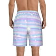 thumbnail image 3 of Kll Striped Gradient Men'S Casual Summer Beach Shorts Hawaiian Shorts With Pockets-X-Large, 3 of 9