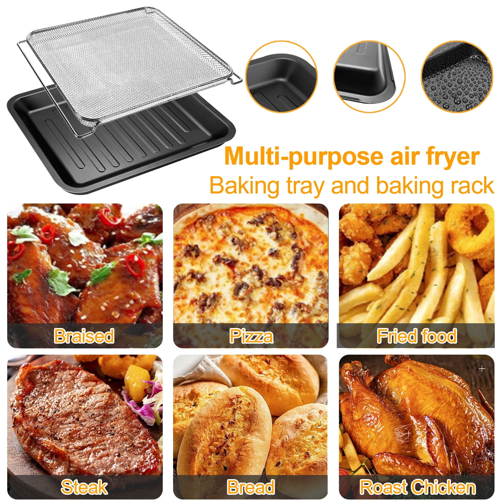 GWY Air Fryer Toaster Accessories Replacement for COSORI CS130-CFH CS130-AO 13 in 1 CO130-AO 12 in 1 32Qt Air Fryer Toaster Oven Combo, Air Fryer Rack Parts Grill Pan Plate Crisper Plate Tray Basket