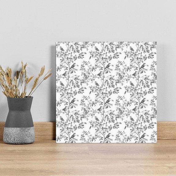 Black Botanical Wall Art Painting on Canvas, Watercolor Birds Summer Spring Canvas Art Home Prints Wall Art Framed Modern Artwork for Living Room Bedroom Wall Decor 20x20in