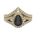 thumbnail image 4 of Pear Cut Black & Round Diamond Wedding Ring Set 14K Gold (I,I1), 4 of 5