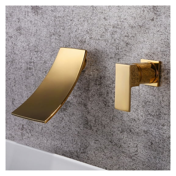 Basin Faucet Gold Bathroom Faucet In-Wall Black Waterfall Faucet Hot and Cold Bathroom Sink Tap Basin Mixer Tap Set ,360° Swivel Spout