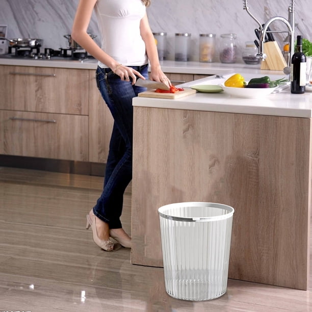 RKSTN trash can Transparent Trash Can For Home Living Room Kitchen Toilet Bathroom Bedroom Office With Pressure Ring Waste Bin.