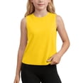 thumbnail image 2 of Fengqque Girls Tank Tops Kids Summer Quick-Dry Crewneck Sleeveless Shirts Running Gym Yoga Workout Athletic Tops Yellow 14-15Years, 2 of 9
