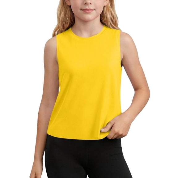 fatyb Girls Athletic Tank Tops Boys Sleeveless Workout Shirts Kids Breathable Running Sports Tee Tops