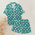 thumbnail image 5 of GDREDA Ensemble de Pyjama Ample pour Femmes, Imprimé Mignon de Pâques, Chemise à Manches Courtes Boutonnée, Ensemble de Shorts, pyjamas pour Femmes, Vert Foncé, L, 5 of 5