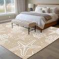 thumbnail image 5 of Nautical Starfish Washable Living Room Rugs 5'x7', Coral Shell Vintage Brown Linen Texture Low Pile Throw Large Area Rugs Non-Slip Sturdy Edge Binding Carpet for Dining Room Bedside Kitchen, 5 of 9