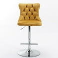 thumbnail image 7 of Height Adjustable Swivel Bar Stools Set of 2, Velvet High Back Counter Stools with Button Tufted Back and Silver Footrest, Bar Chairs for Kitchen Island, Coffee Shop, Dining Room, Gold & Silver, 7 of 7