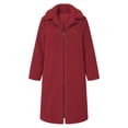 thumbnail image 6 of ITSAME Womens Fuzzy Fleece Long Coat Sherpa Lapel Collar Zip Up Winter Warm Comfy Outerwear Red Size M, 6 of 7