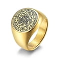 thumbnail image 4 of Anillo de acero inoxidable con forma de estrella, estilo punk, vintage, dorado y plateado, para hombre, estilo hip hop, con diseño de runas y estrellas misteriosas, joyería de moda, talla 9, plata, 4 of 5