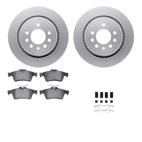 Dynamic Friction Company Rear Geospec Brake Rotors with 5000 Euro Ceramic Brake Pads includes Hardware 4612-65012