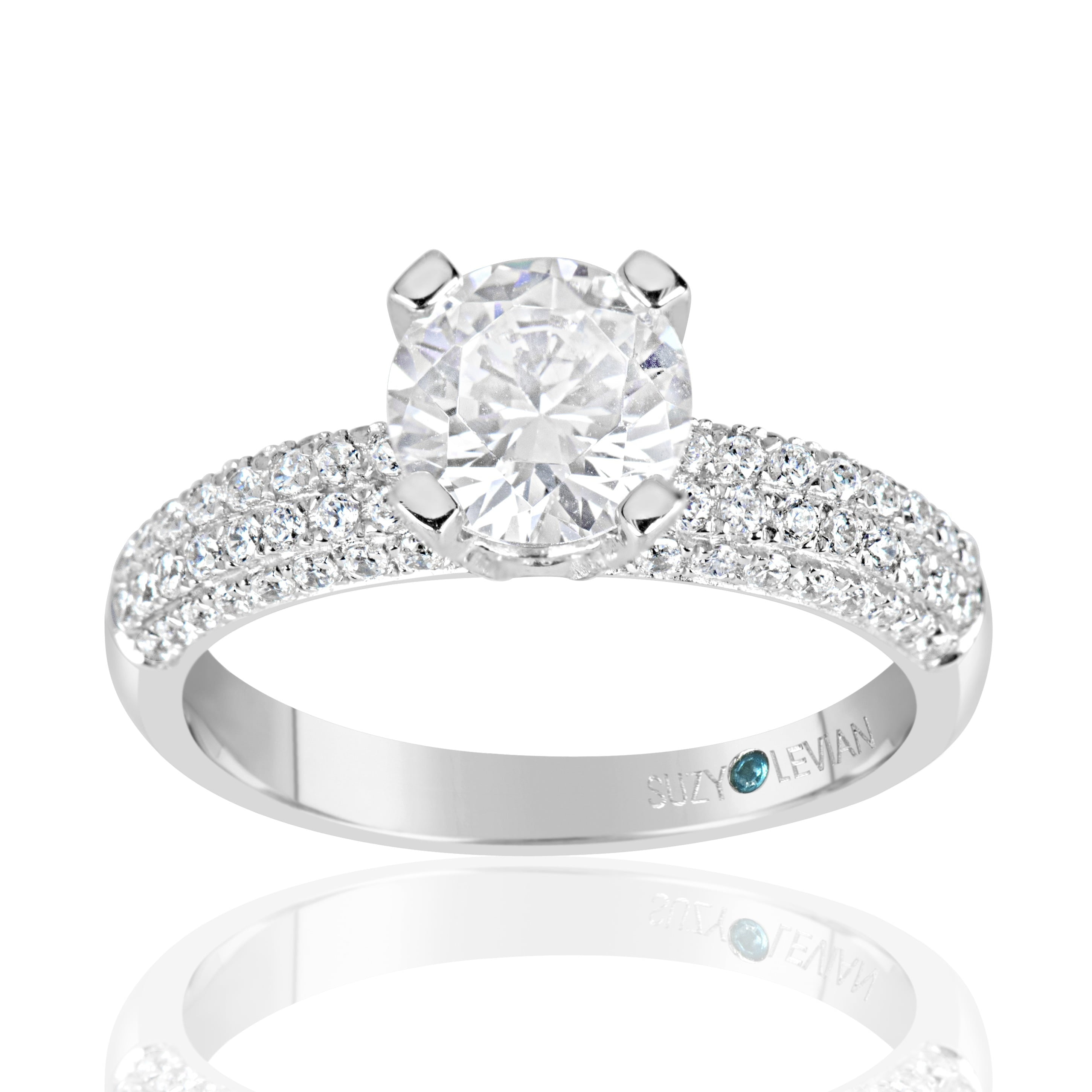 Bridal Pave Cubic Zirconia Sterling Silver Engagement Ring