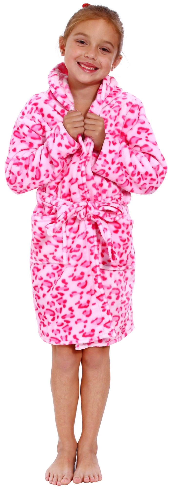 Simplicity Pink Leopard Bath Robe for Kids & Toddlers, Polyester